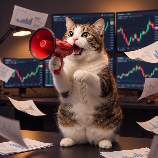 Levercat shouting into a megaphone