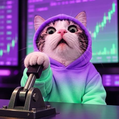 Levercat in a Solana gradient hoodie at the lever